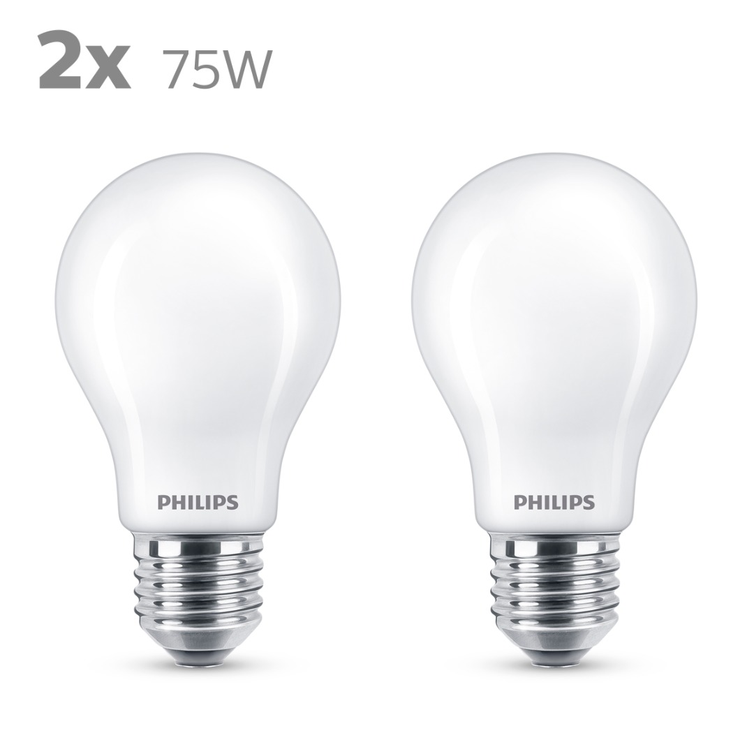 Philips Lamp mat (8,5W (75W), E27, warm wit, 2 stuks) Ledlampen - Lamp123.nl