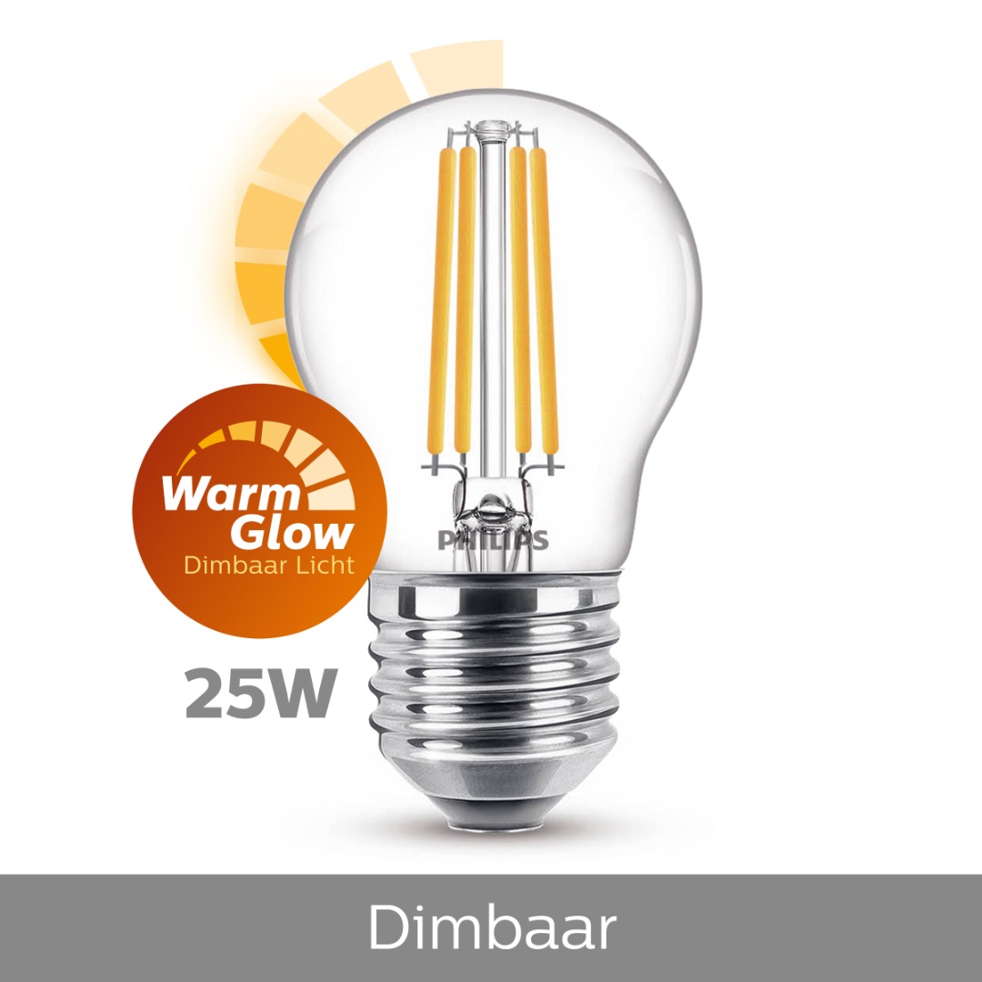 Filament Kogel dimbaar (2,5W (25W), E27, Warm Glow) - Ledlampen - Lamp123.nl