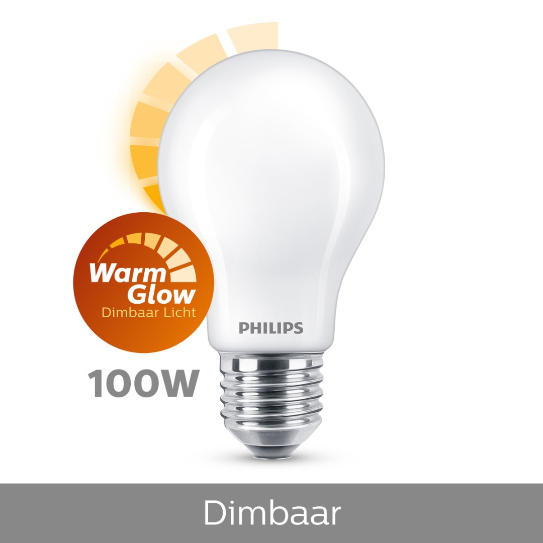 Verzamelen buste samenzwering 1x Philips LED Lamp mat dimbaar (10,5W (100W), E27, Warm Glow) - Ledlampen  - Lamp123.nl