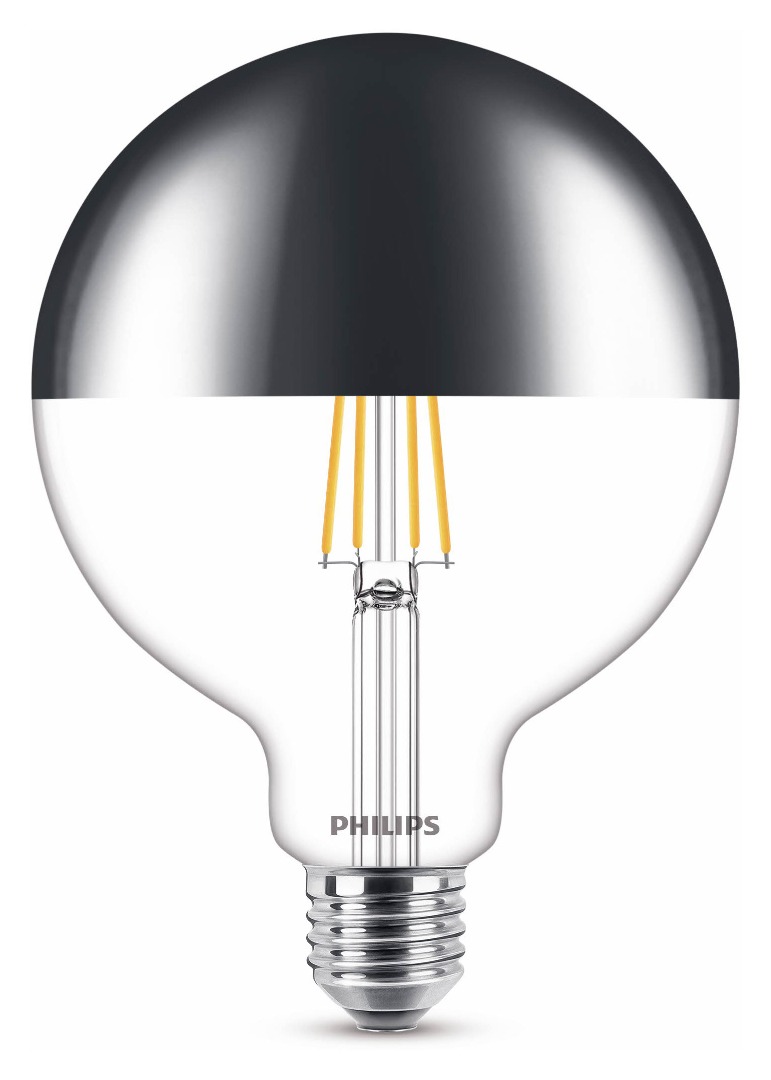 1x Philips Filament Kopspiegellamp Globe dimbaar (7,2W (50W), E27, warm wit) Ledlampen - Lamp123.nl