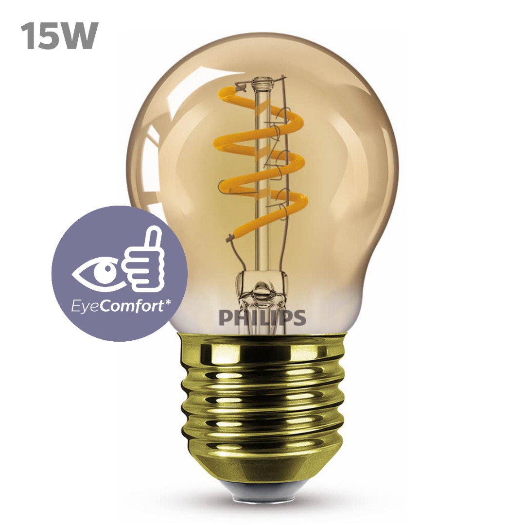 module toewijzing prototype 1x Philips LED Lamp Kogel Flame Dimbaar (2,6W (15W), E27, goud) - Ledlampen  - Lamp123.nl