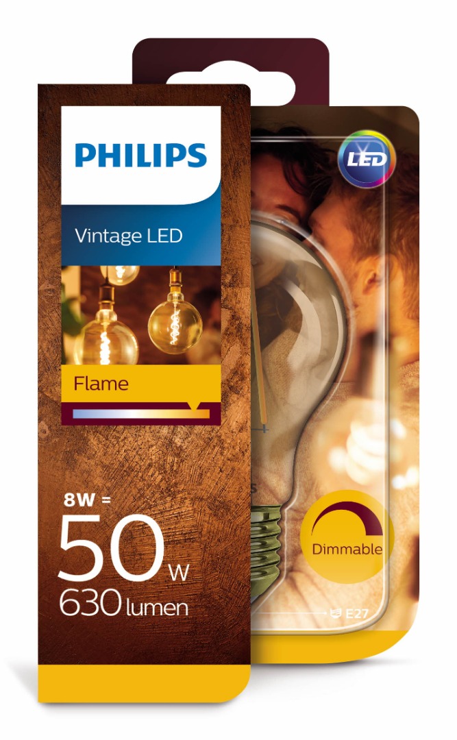 tunnel waarom munt 1x Philips LED Lamp Standaard Dimbaar Flame (8W (50W), E27, goud) -  Ledlampen - Lamp123.nl
